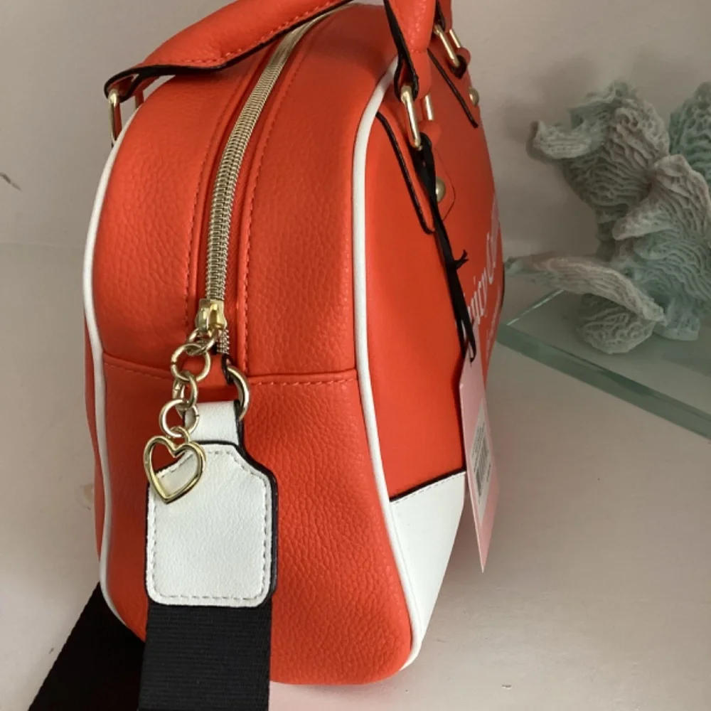 REDUCED Juicy Couture Fashionista Sports Bowler Satchel Crossbody Orange & White